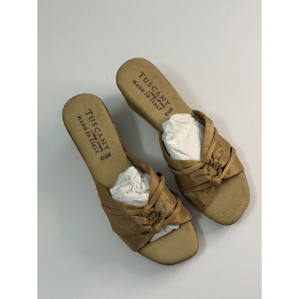 NWOB Easy Street Ghita Slip-on Wedge Sandals Natural Crepe Sz 8.5 Wide - Picture 4 of 6